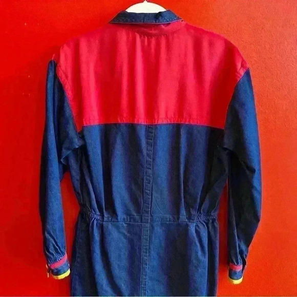 Vintage 80s Anne Crimmins color block nautical sailor silk blend dress size 10 - Picture 9 of 11